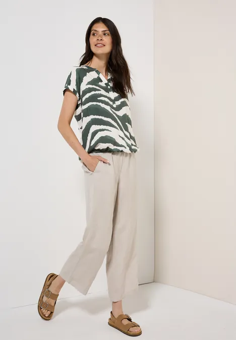 Blusenshirt mit Zebra Print dark balmy khaki