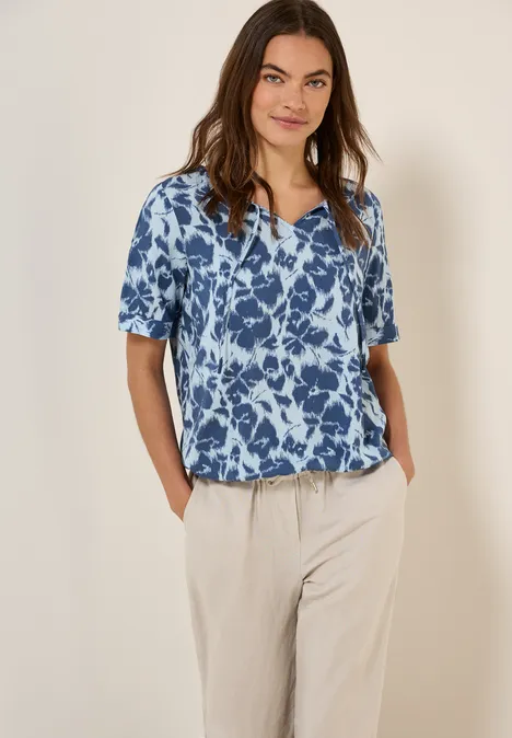 Gemusterte Bluse pastel blue