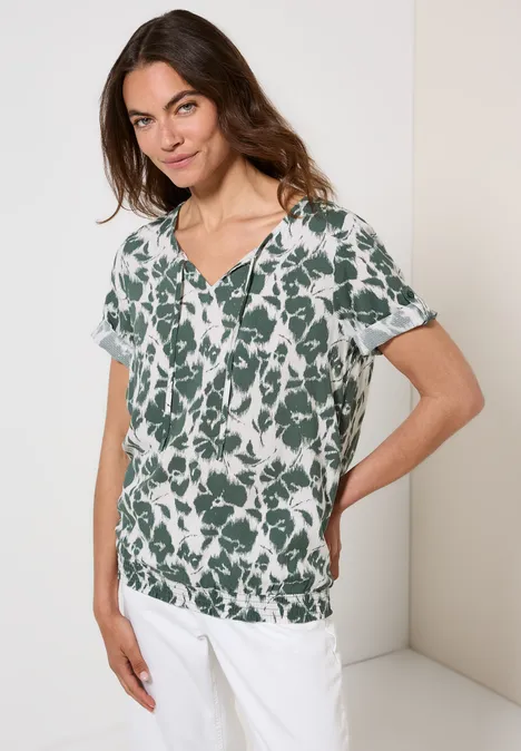 Gemusterte Bluse dark balmy khaki