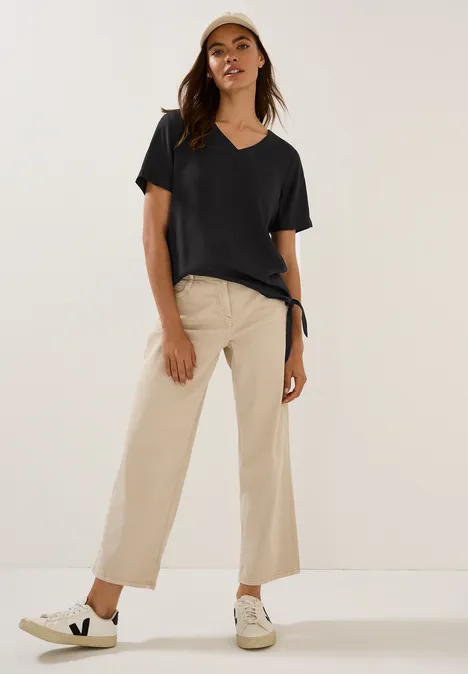 Blusenshirt mit Knoten Black