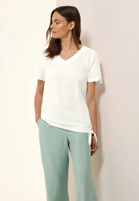 Blusenshirt mit Knoten vanilla white