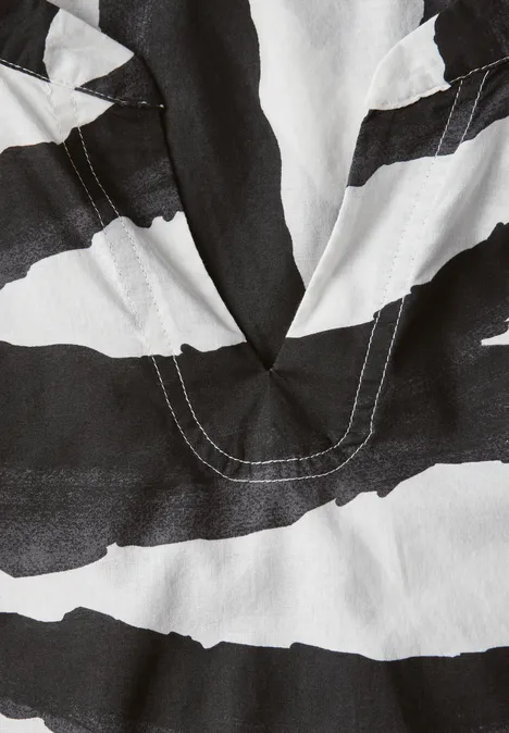 Zebra Print Baumwollbluse volcanic grey
