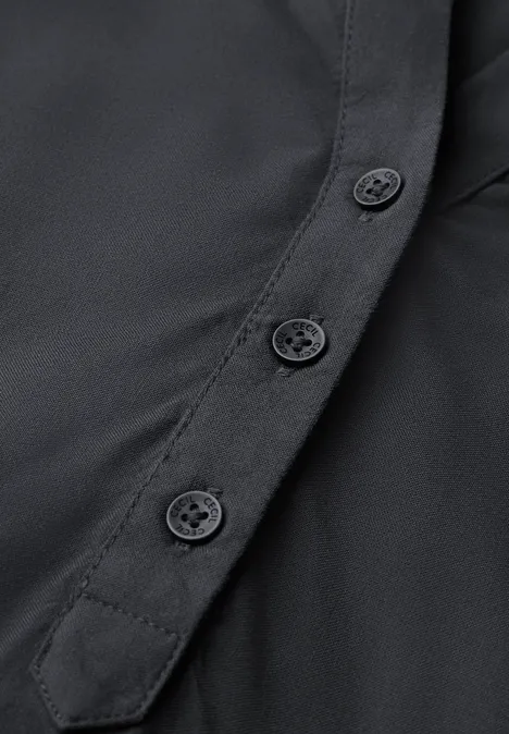 Kurzarmbluse in Unifarbe volcanic grey