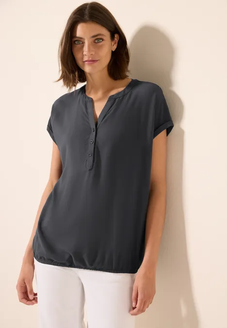 Kurzarmbluse in Unifarbe volcanic grey