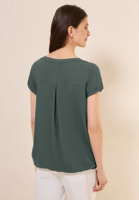 Kurzarmbluse in Unifarbe dark balmy khaki