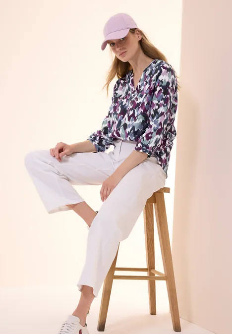 Bedruckte Baumwollbluse vanilla white