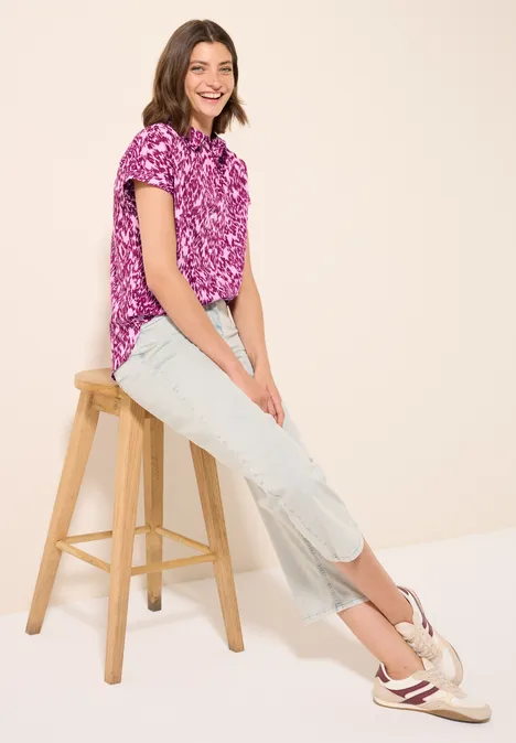 Bluse mit Minimal Print cherry blossom pink
