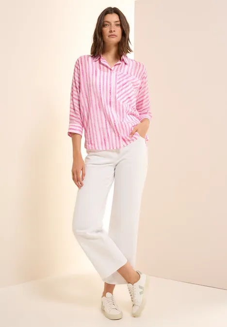 Gestreifte Hemdbluse cherry blossom pink
