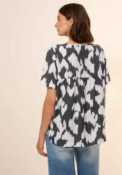 Gemusterte Bluse volcanic grey