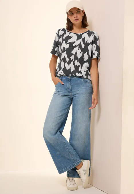 Gemusterte Bluse volcanic grey