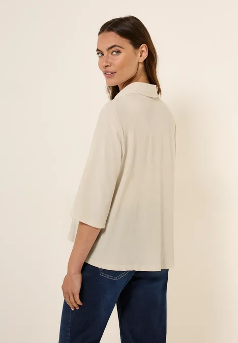 Hemdbluse mit Struktur pearl beige