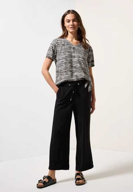 Blusenshirt mit Zebra Print volcanic grey