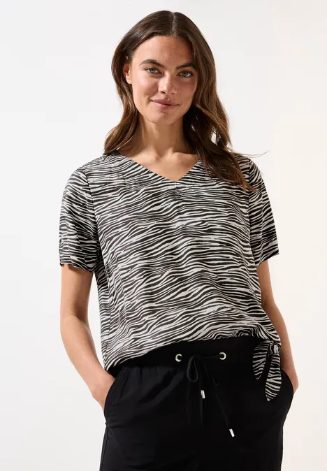 Blusenshirt mit Zebra Print volcanic grey