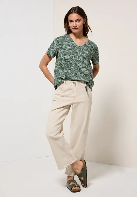 Blusenshirt mit Zebra Print dark balmy khaki