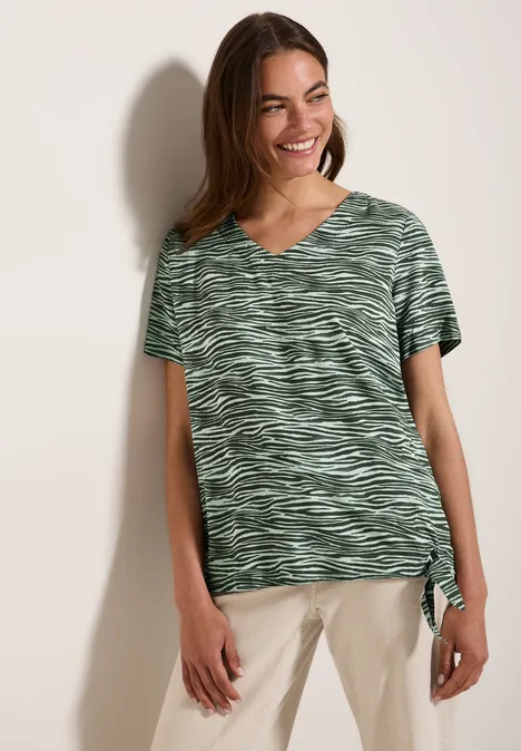 Blusenshirt mit Zebra Print dark balmy khaki