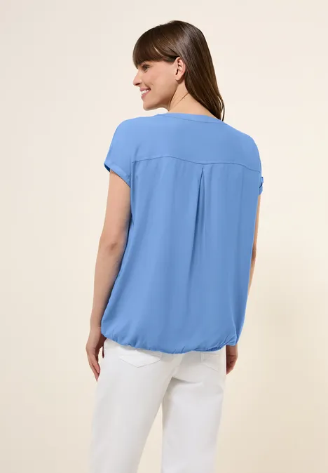 Kurzarmbluse in Unifarbe aster blue
