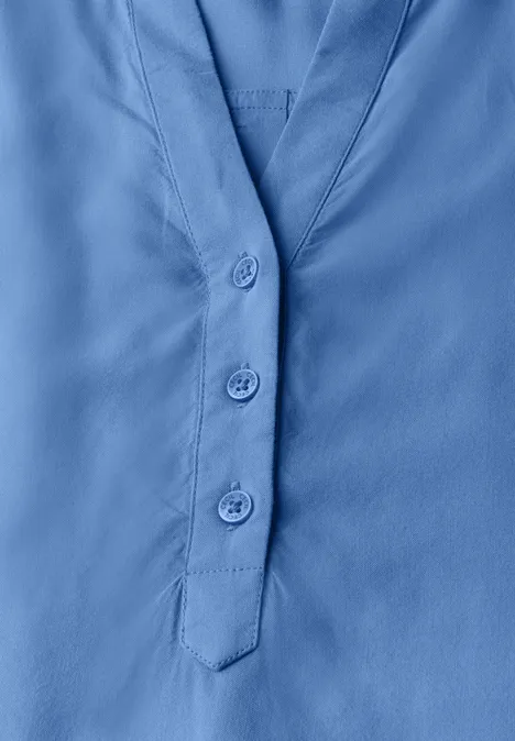 Kurzarmbluse in Unifarbe aster blue