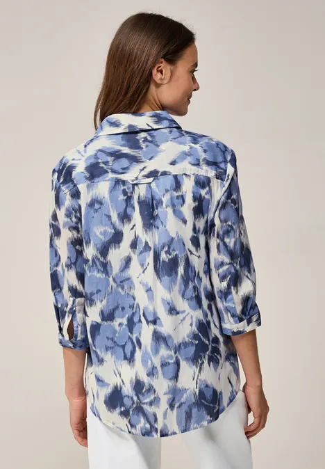 Gemusterte Long Blouse vanilla white