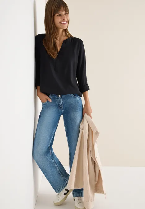 Blouse in effen kleur Black