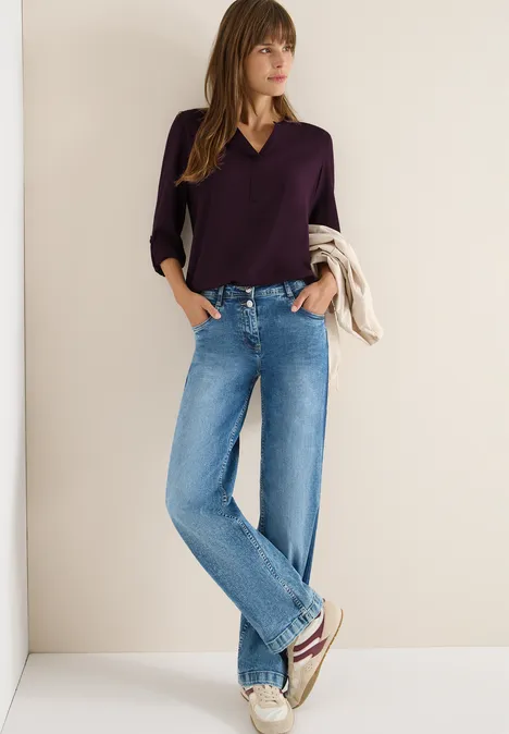 Bluse in Unifarbe eggplant red