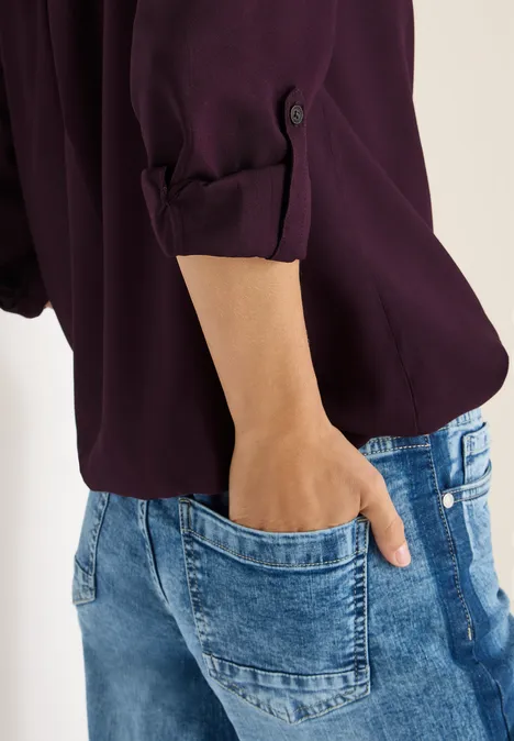 Bluse in Unifarbe eggplant red