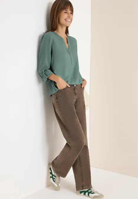 Blouse in effen kleur jewel green