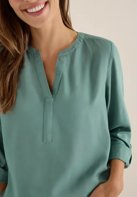 Blouse in effen kleur jewel green