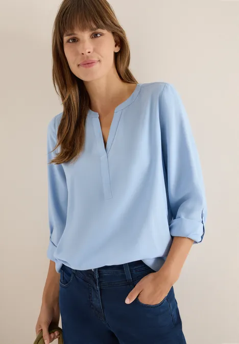 Bluse in Unifarbe mountain blue
