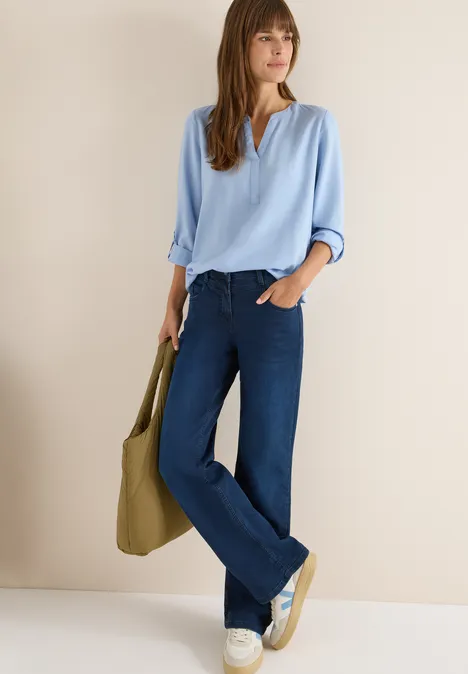 Bluse in Unifarbe mountain blue