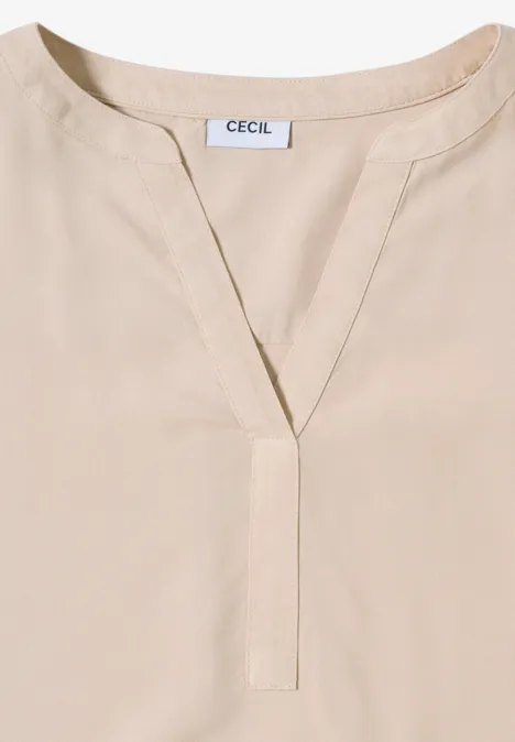 Blouse in effen kleur oat milk beige