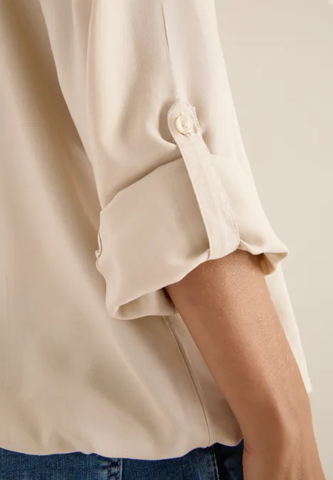 Blouse in effen kleur oat milk beige