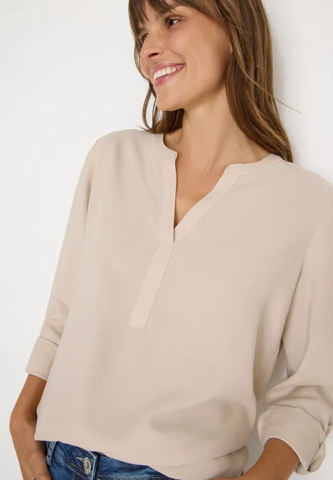 Blouse in effen kleur oat milk beige