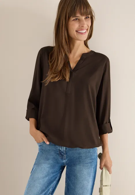 Blouse in effen kleur chocolate mousse