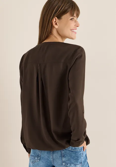 Blouse in effen kleur chocolate mousse