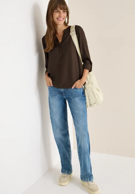 Blouse in effen kleur chocolate mousse