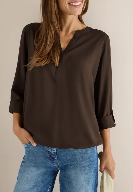 Blouse in effen kleur chocolate mousse