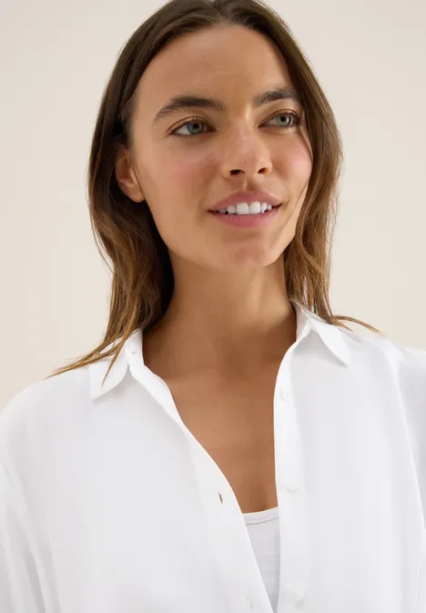 Hemdbluse in Unifarbe White