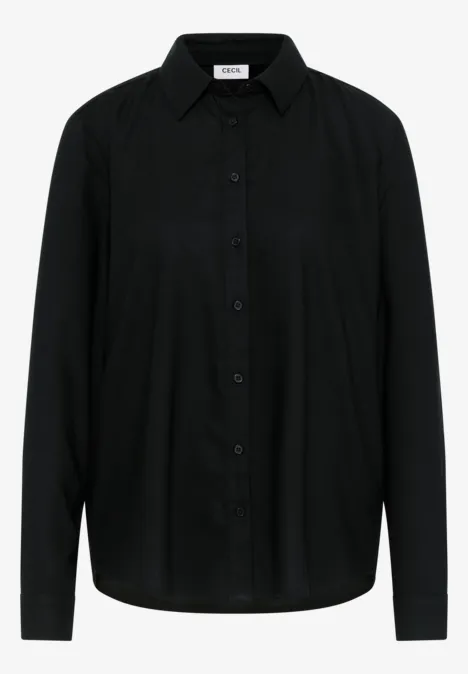Hemdbluse in Unifarbe Black