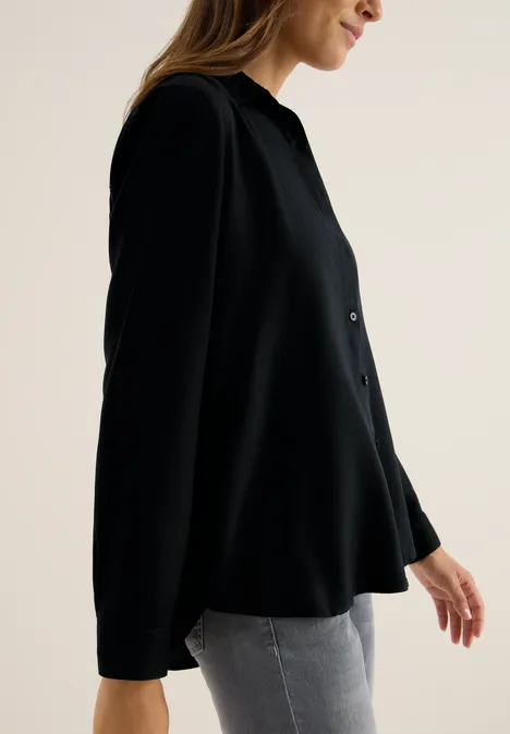 Hemdbluse in Unifarbe Black