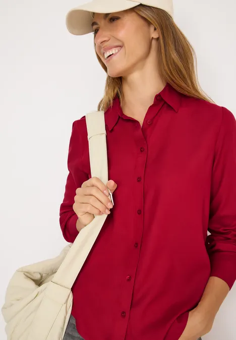 Overhemdblouse in effen kleur beaujolais red