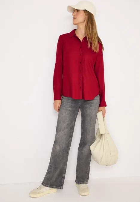 Hemdbluse in Unifarbe beaujolais red