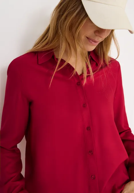 Hemdbluse in Unifarbe beaujolais red