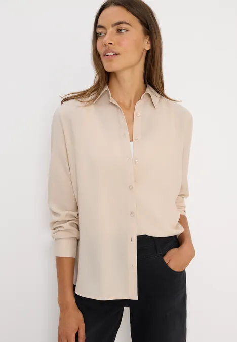 Hemdbluse in Unifarbe oat milk beige