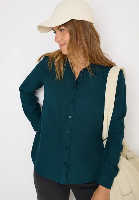 Hemdbluse in Unifarbe dark sea green