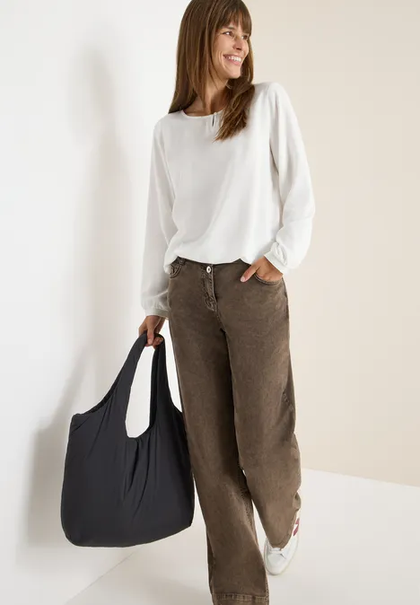 Blouse in effen kleur vanilla white