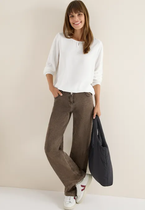 Blouse in effen kleur vanilla white