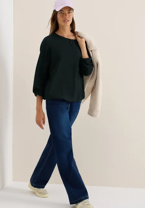 Bluse in Unifarbe ink green