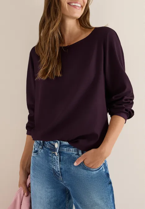 Blouse in effen kleur eggplant red