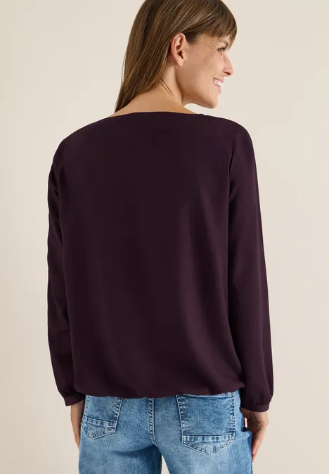 Blouse in effen kleur eggplant red
