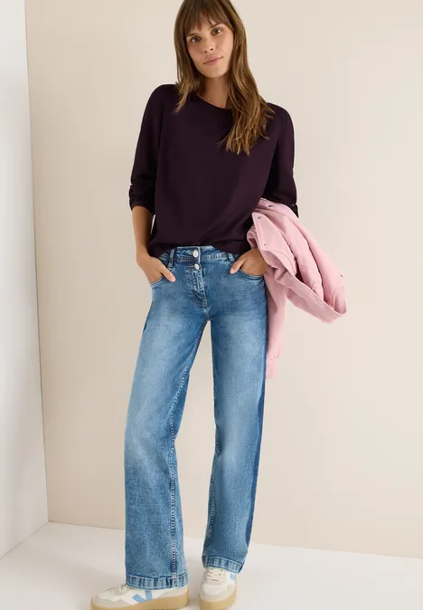 Blouse in effen kleur eggplant red